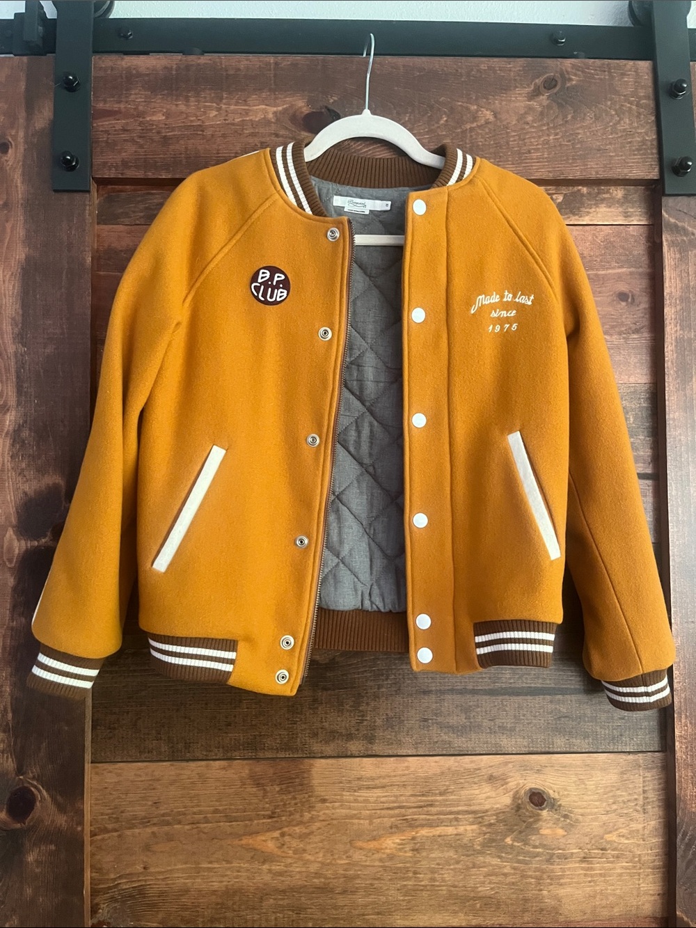Bonpoint Paris Wool Varsity Jacket with Cream Trim Kids 12